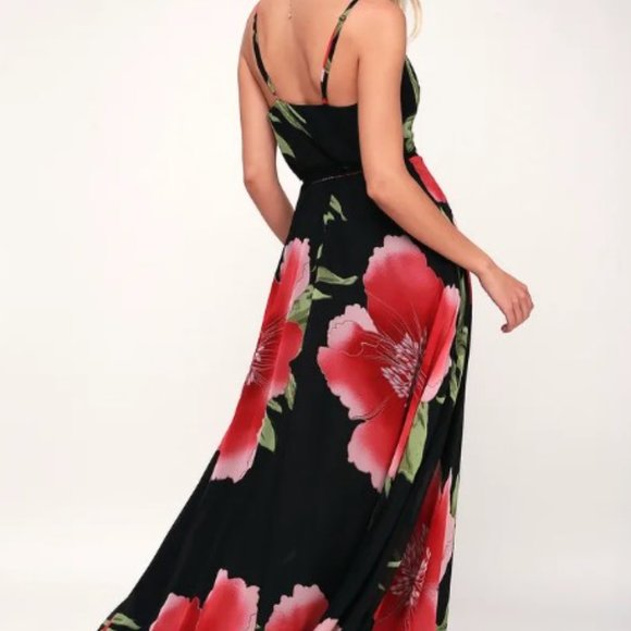 Lulu's maxi length wrap dress bold floral size Medium - Picture 2 of 12